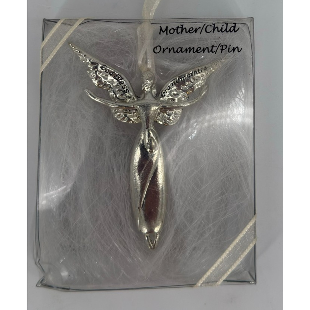 Serenity Angel Mother / Child Ornament / Pin "God Bless Grandmothers" - Picture 2 of 5